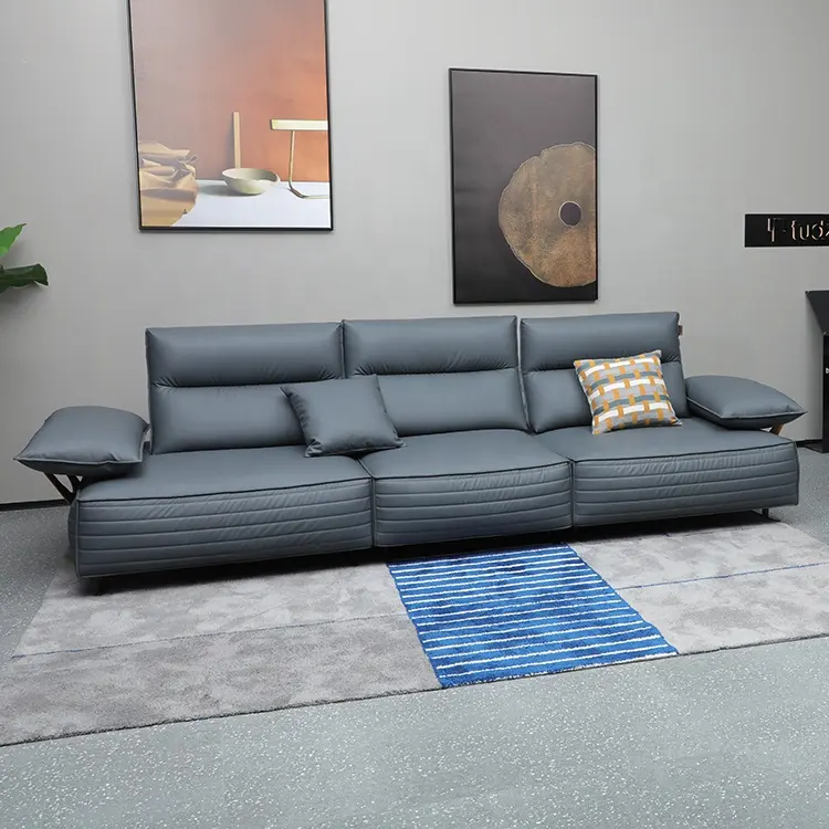 Best Selling Modern 1 Shaped Small Rooms High Density Leather Sofa Furniture Set Bed Modern Sofas