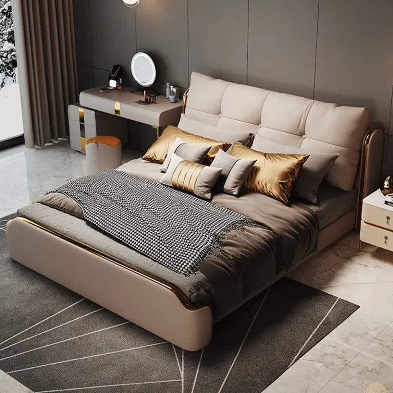 Factory King queen leather bed 1.8 m double bed furniture bedroom set furniture with nice quality
