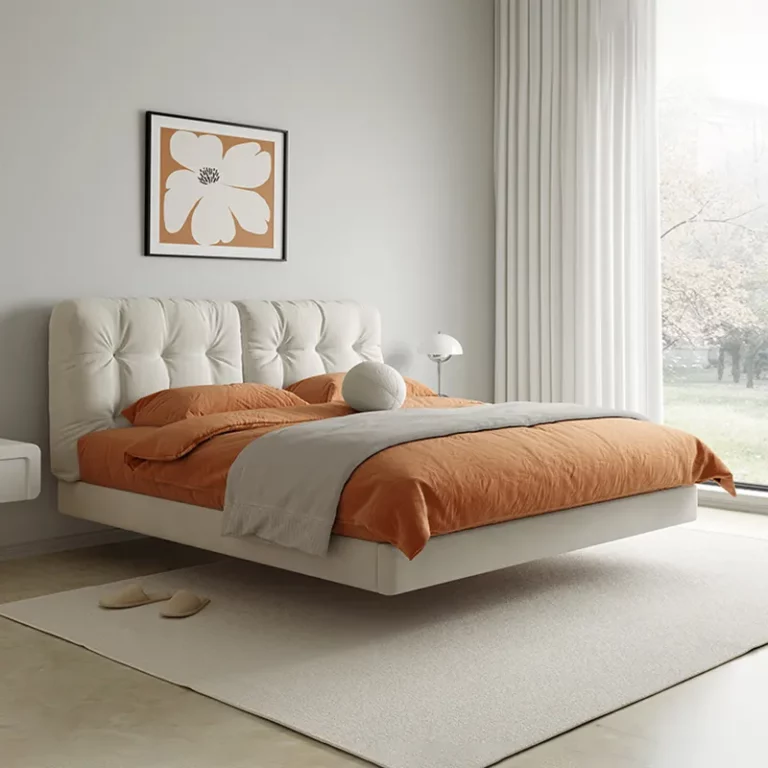 Simple Design Classic Bedroom Furniture Soft Headboard Wood Luxury Double Bed