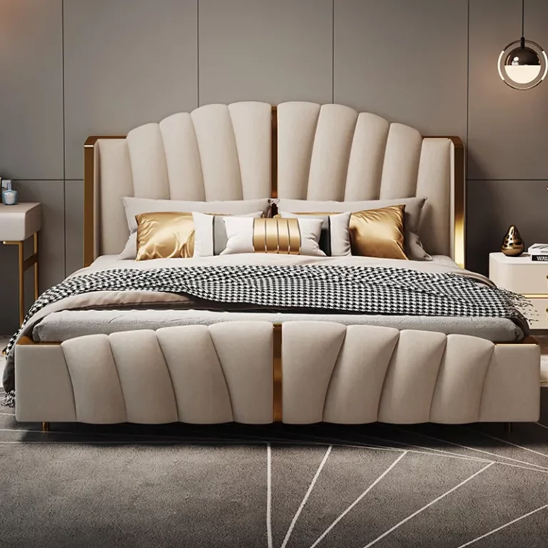 Wooden Models Minimalist Luxurious Leather King Size Bed Sexy Double Bed Design
