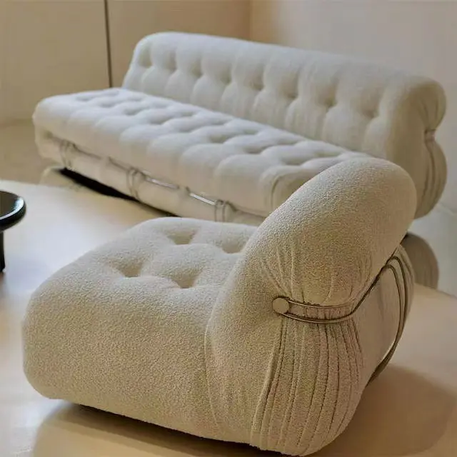 Nordic Creative Designer Sofa Lobby Square Fabric Sofa Leisure Lamb Wool Sofa Teddy Bouclette Lounge Chair For Living Room Hotel