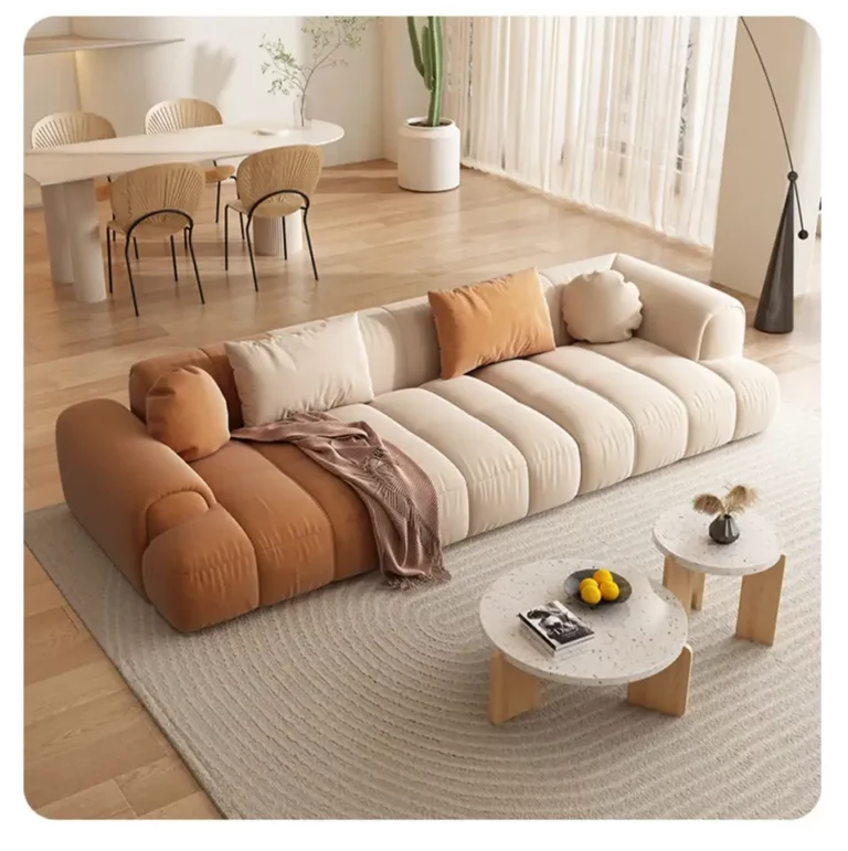 Living Room Sofa Apartment Velvet Fabric Couch Orange White Combination Italian Minimalist Modular Sectional Sofa Set