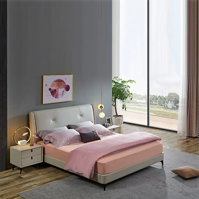 luxury tufted headboard king size leather bed 1.8m double bed frame