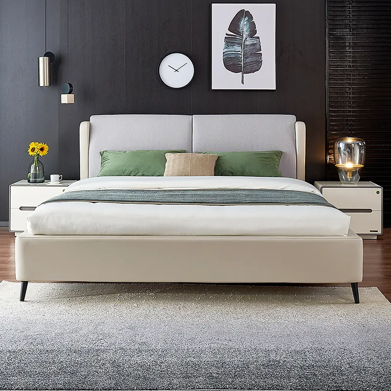 hot sale bed room set furniture bedroom leather bed king size white