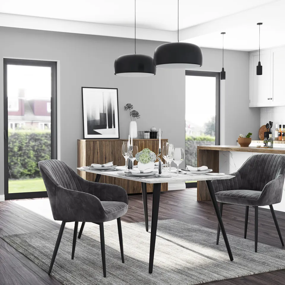 Nordic Velvet Dinning Chair Set Modern hotel luxury Fabric restaurant dining room chair