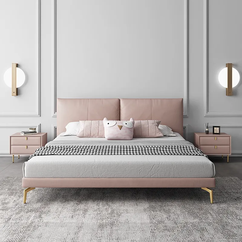 Factory price Italian type double bed light luxury modern hot selling double beds