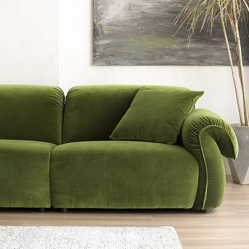 Luxury French Sofa Designer Italian Octopus Sofa Living Room Small Vintage Army Green Velvet Two Seat Sofa For Hotel