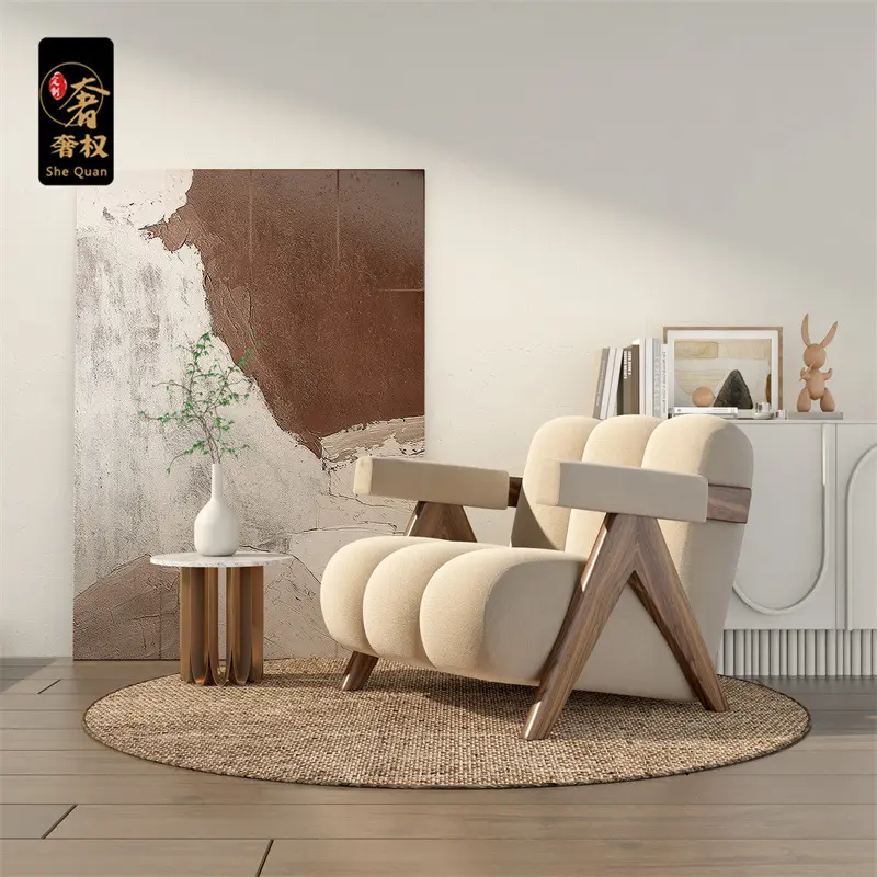modern home single sofas velvet fabric leisure accent arm chair with solid wood legs for reception living room