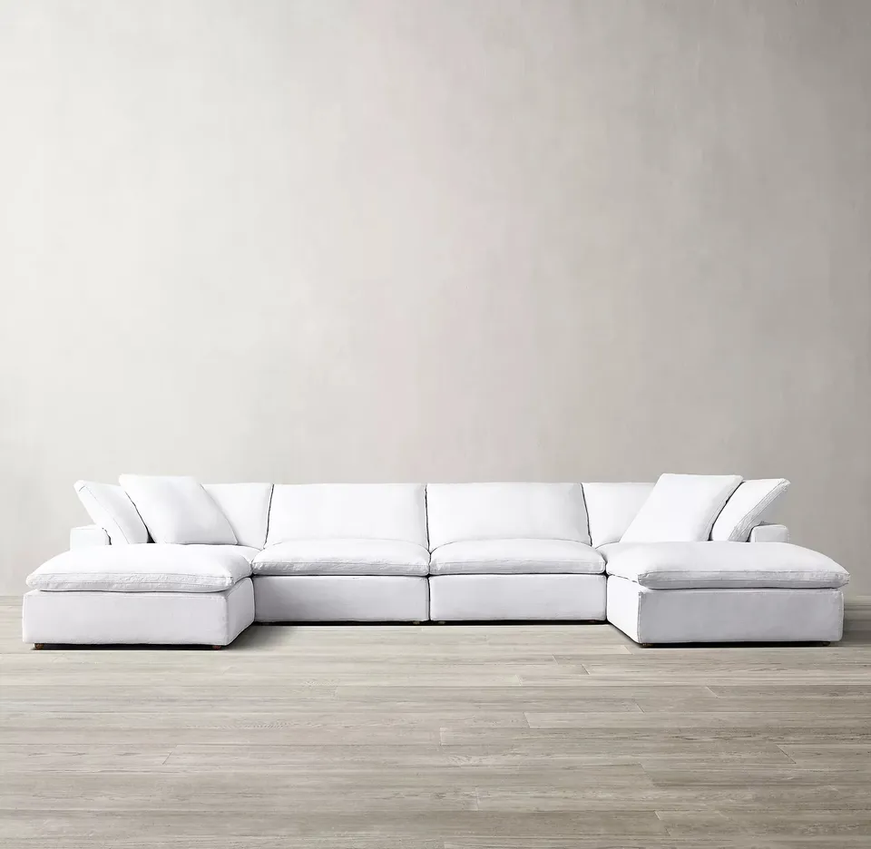 Luxury modular custom sectional home furniture soft interior linen leather velvet fabric living room sofas