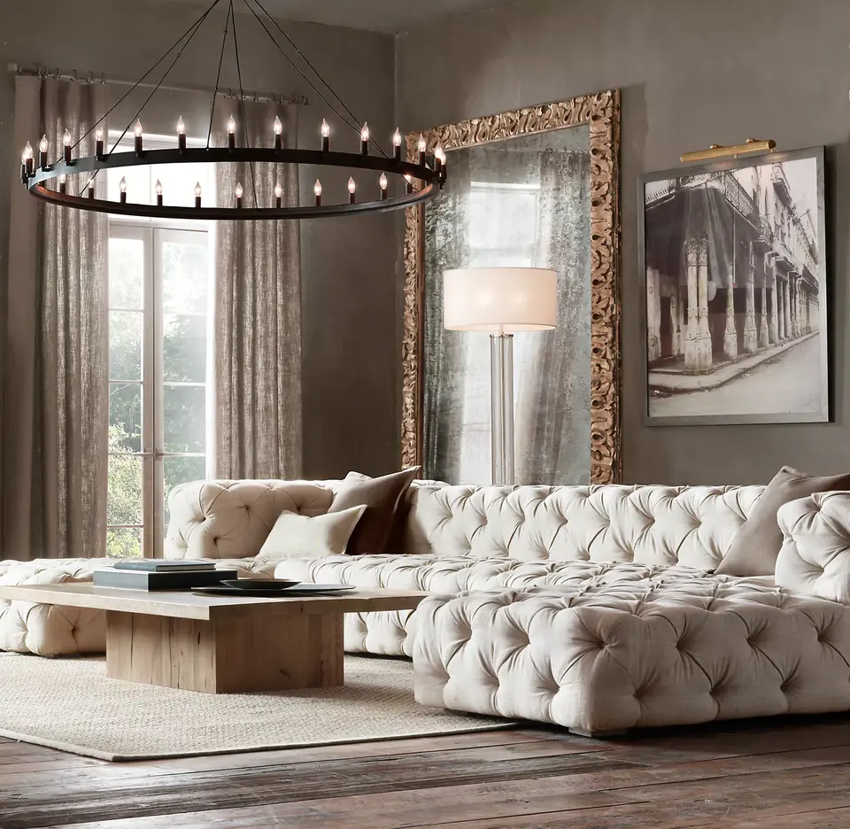 Italian Style modern fashion indoor furniture chesterfield living room sofa