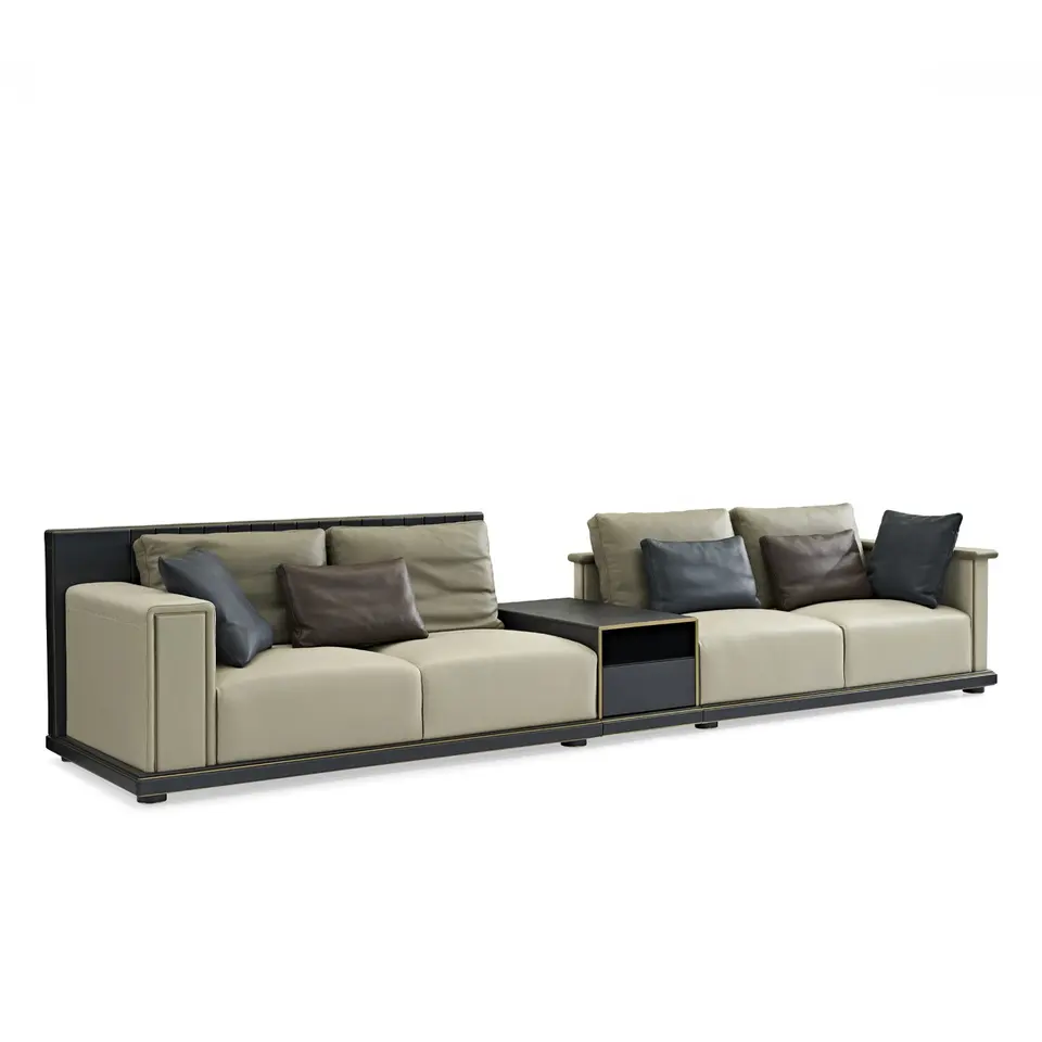 Luxury Modern Art Deco Leather Sofa