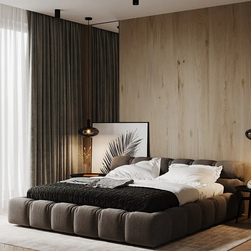 Nordic Furniture Upholstery Designer Beds italian leather bed king size 1.8 m double luxury bed modern