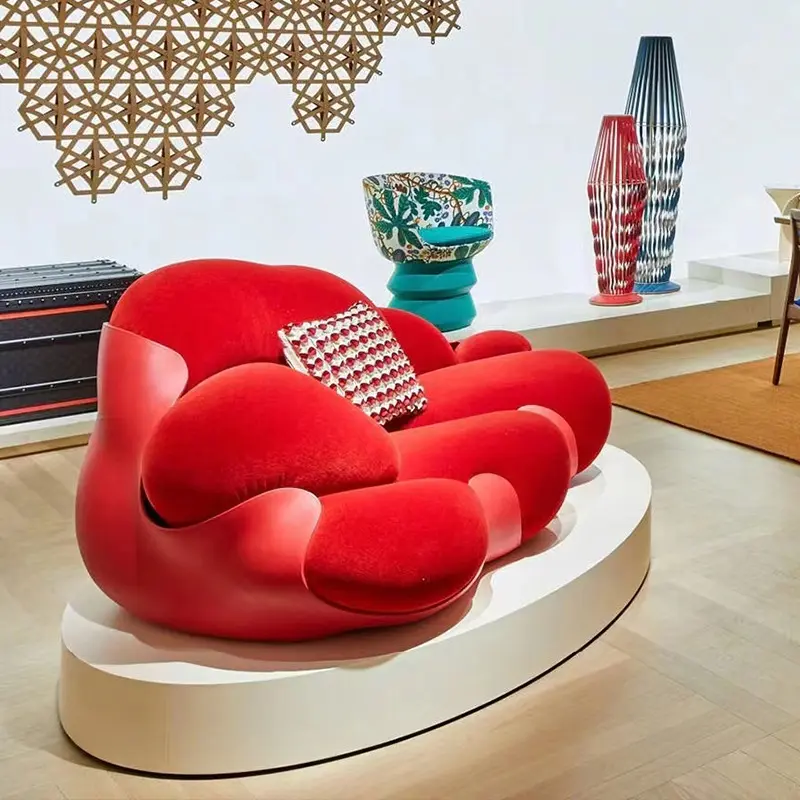 Brazilian Style Unique Designs Luxury 3 Seater Living Room Furniture Lazy Couch Velvet FRP Floor Bomboca Sofa