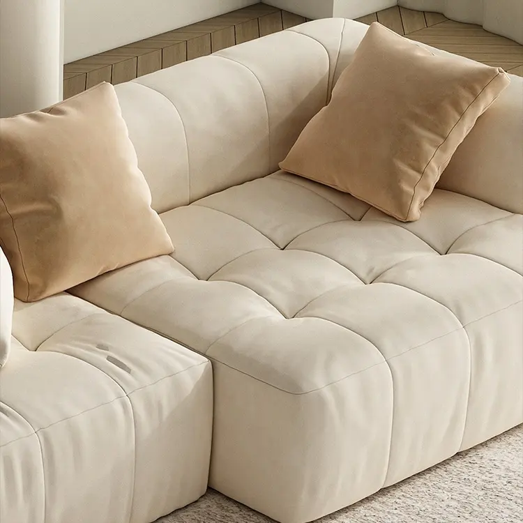 Velvet Fabric Modular Sectional Sofa Convertible Three Seat Leisure Sofa For Living Room Villa Bar Home Facilities