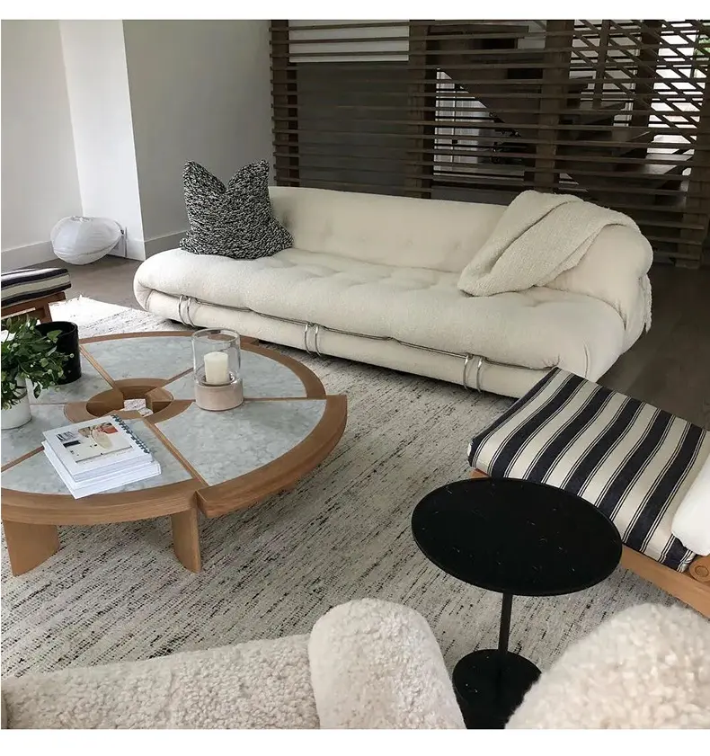 Design Nordic Style White Single Three Two Seater Lazy Hippo Sofa Teddy Flannel Single Sofa Chair With Metal Frame