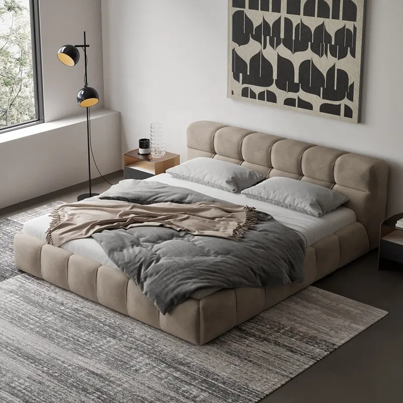 Nordic Furniture Upholstery Designer Beds italian leather bed king size 1.8 m double luxury bed modern