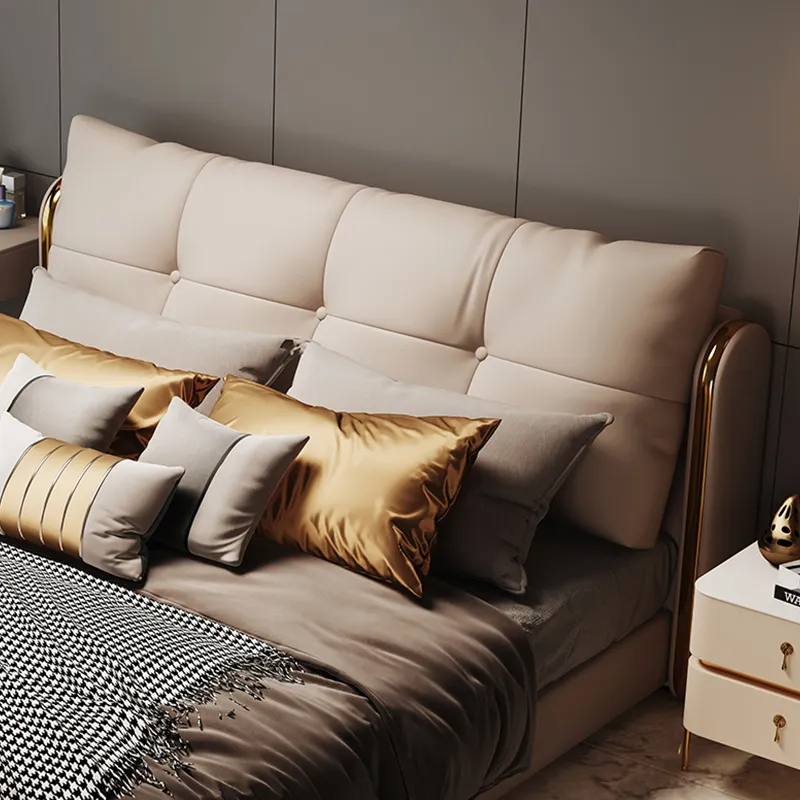 Factory King queen leather bed 1.8 m double bed furniture bedroom set furniture with nice quality