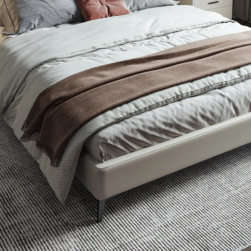 Modern American style fabric bed with wooden frame bedroom furniture luxury double bed