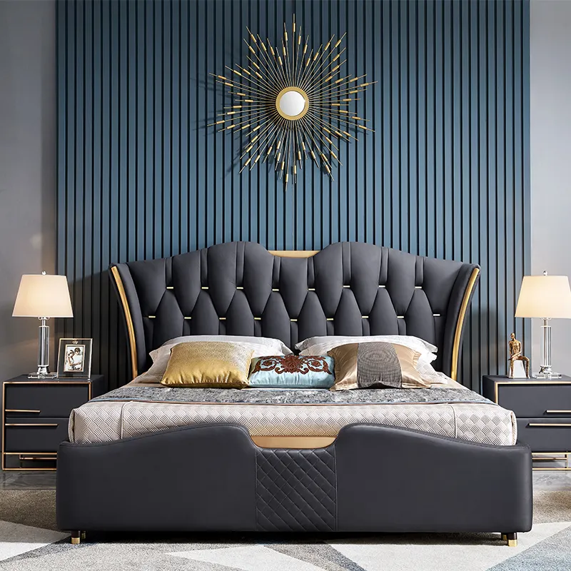 Luxury Dormitory Hotel Room king size bedroom furniture queen fabric beds frame modern double bed