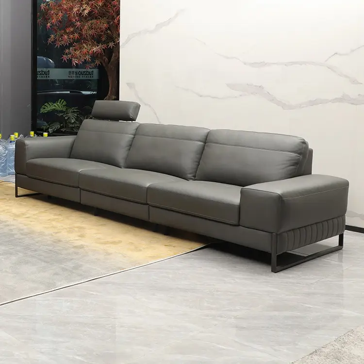 ODM Manufacturer Electric Adjustable Footrest 3 Section Seats Cattle Hide Living Room Set Luxury Sofa