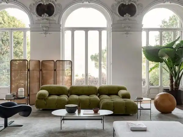 Italy Sofa Set Furniture Living Room Leather Velvet Pink White Boxy Sofa Mario Bellini Camaleond Sofa For Living Room