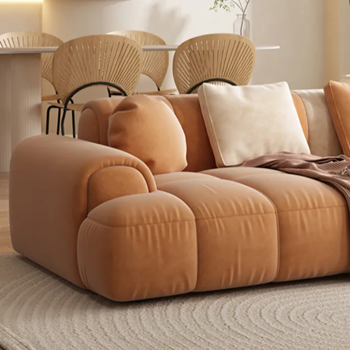 Living Room Sofa Apartment Velvet Fabric Couch Orange White Combination Italian Minimalist Modular Sectional Sofa Set