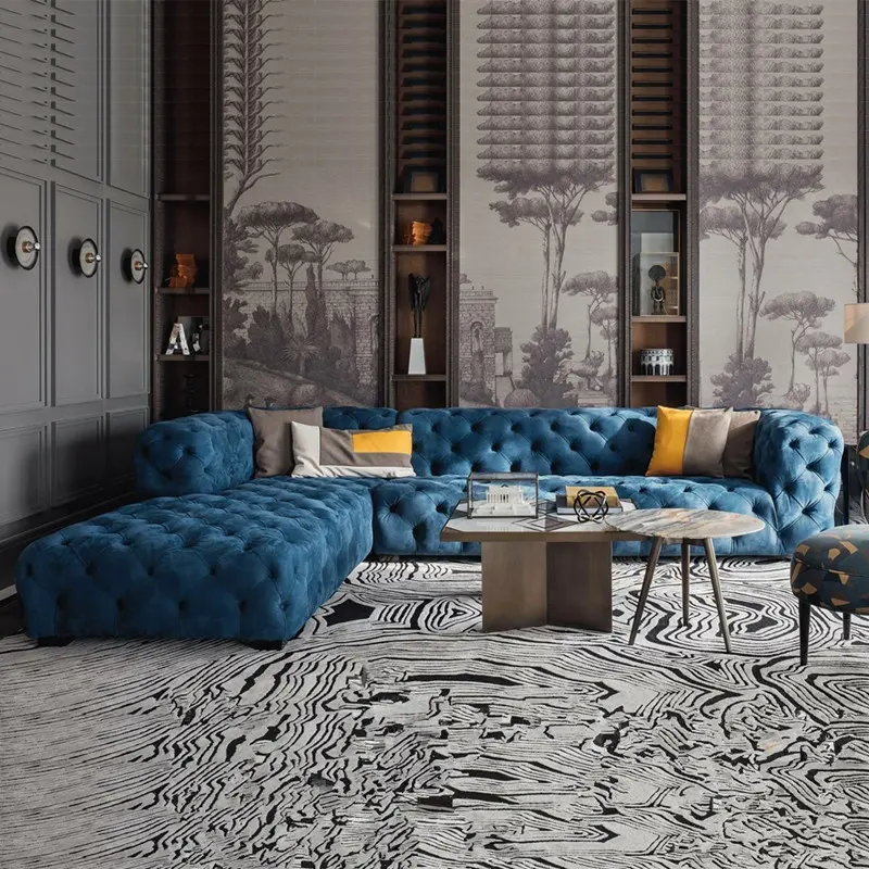 Luxury Customize Velvet Couch Goods Royal Villa Furniture Hotel Lobby Crystal Camachesterfield Sofa Set For Living Room