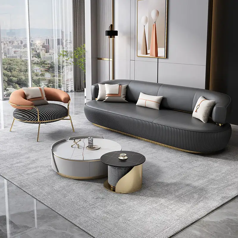 Gold Metal Style Fabric Leather Sofas Armrest Couch Covers Sofa Lines Designs Modern 3 Seater Sofa For Iiving Room Home
