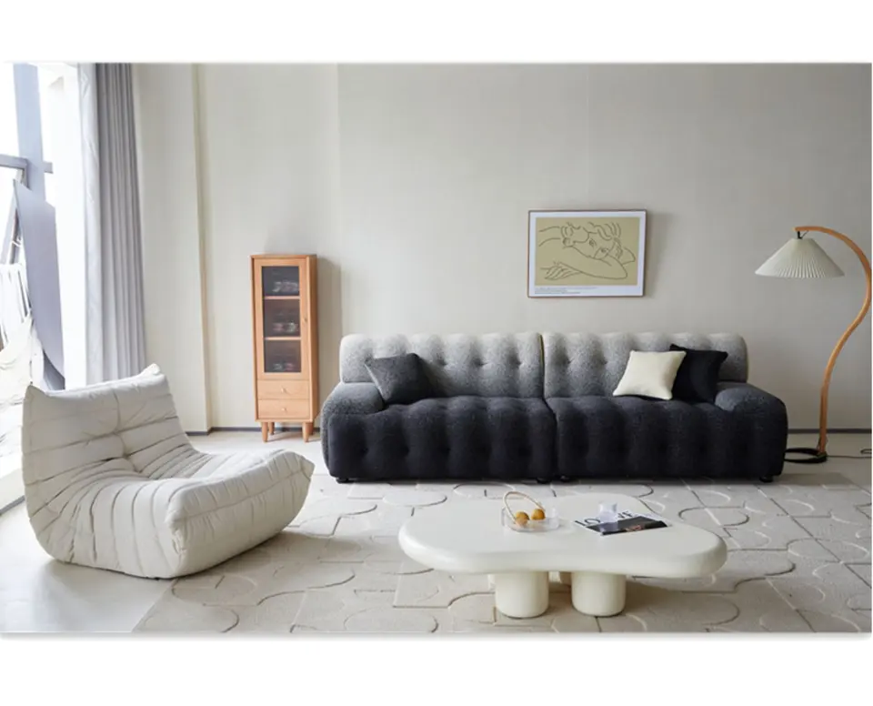 Gradient Sky Fabric Sofa Nordic Corner Sofa Simple Square Cube Comfortable Sectional Fabric Sofa For Living Room