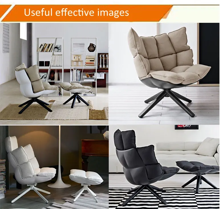 Soft pad Italia New York Lounge leisure swivel husk chair and ottoman
