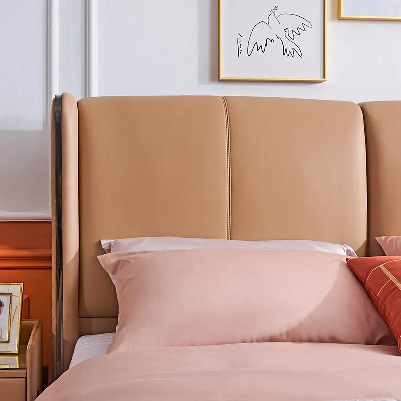 big headboard pine frame big king size bed frame luxury premium genuine leather modern double bed