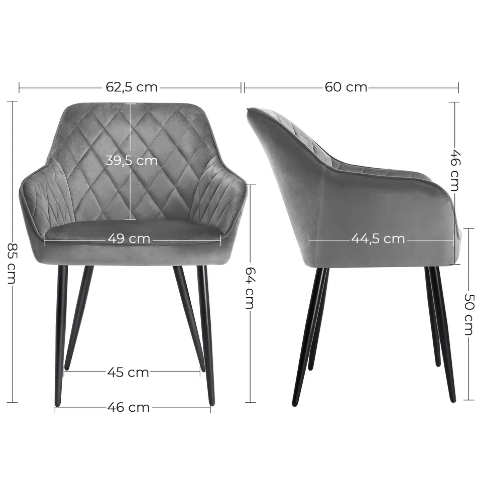 Wholesale european style velvet fabric modern upholstered backrest dining chair with metal legs