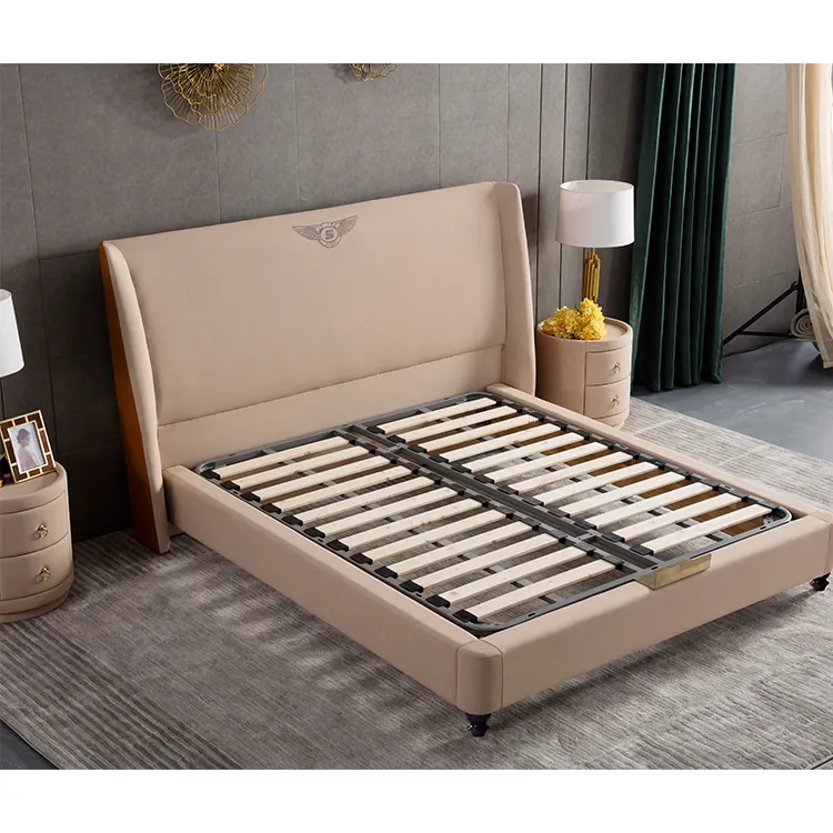Bedroom Furniture Multifunction Storage King Size Bed with Massage Music Design of Leather Bed Guangdong Soft Antique Set Wood
