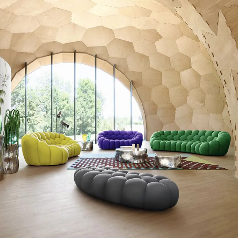 Modern Luxury Curved Honeycomb Colorful Bubble Couch Living Room Sofa Designer Set For Living Room