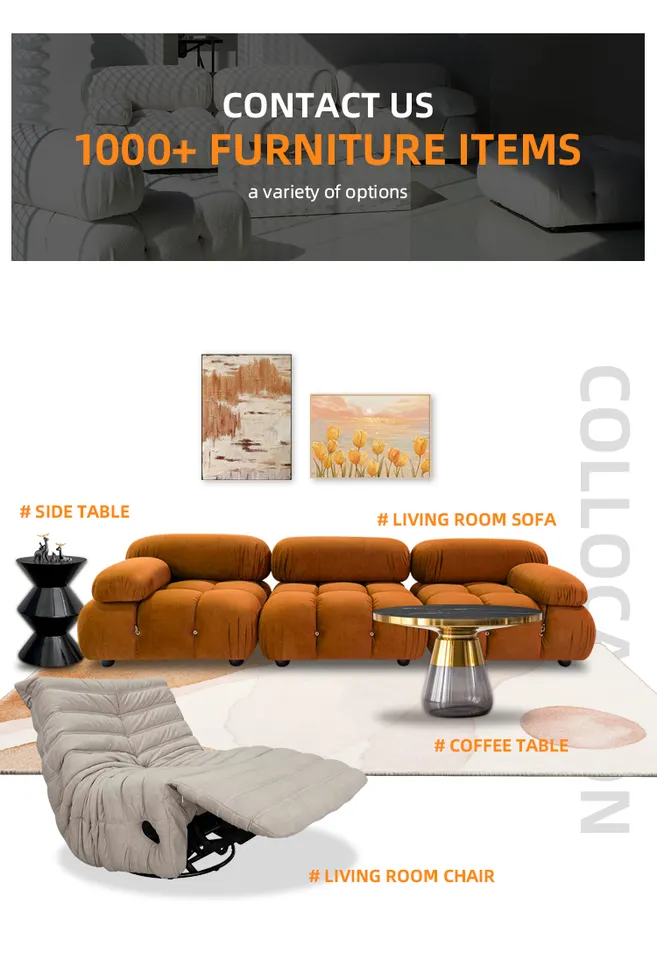 Brazilian Style Unique Designs Luxury 3 Seater Living Room Furniture Lazy Couch Velvet FRP Floor Bomboca Sofa