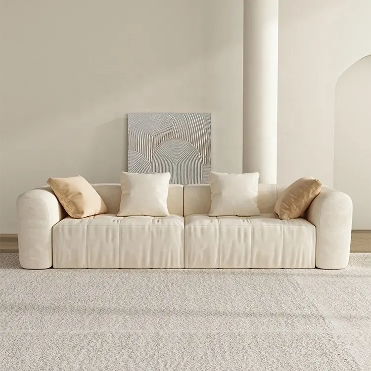 Velvet Fabric Modular Sectional Sofa Convertible Three Seat Leisure Sofa For Living Room Villa Bar Home Facilities