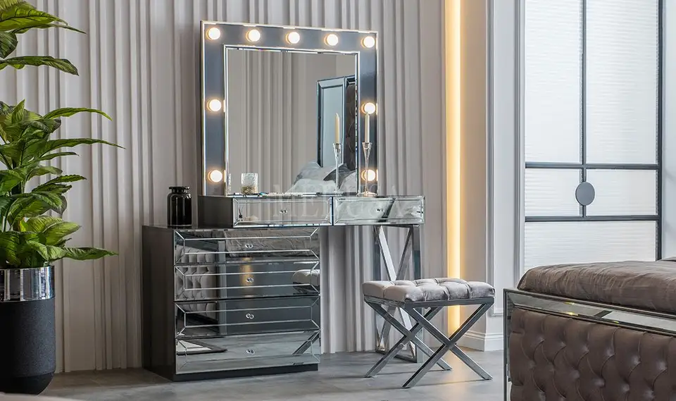 bedroom sets king size mirror metal furniture velvet fabric luxury headboard bed frame with gas lift Bed