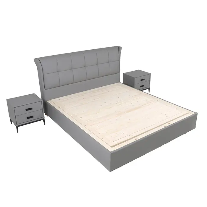 Luxury leather bed frame side lift king queen size soft beds headboard upholstered with Ottoman storage