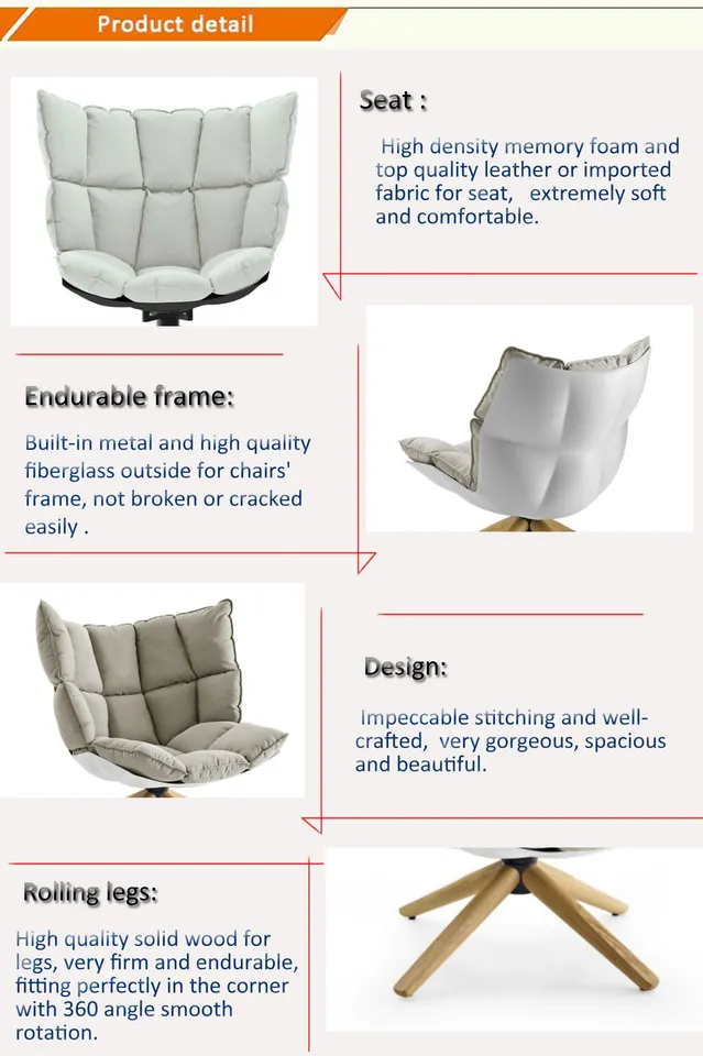 Soft pad Italia New York Lounge leisure swivel husk chair and ottoman