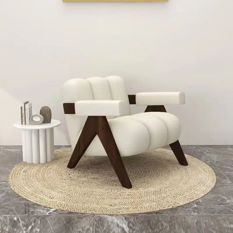 modern home single sofas velvet fabric leisure accent arm chair with solid wood legs for reception living room