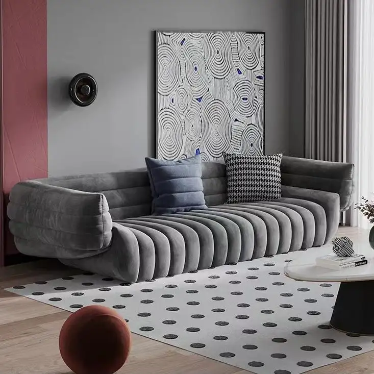 Italian luxury comfortable velvet corner modern couch home furniture living room sofas