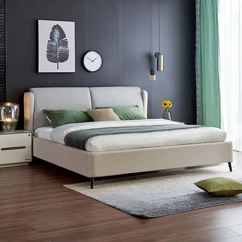 hot sale bed room set furniture bedroom leather bed king size white