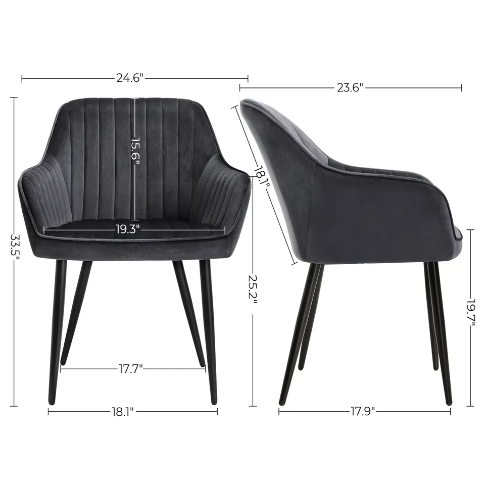 Luxury Modern Hotel Velvet Arm Upholstered dining chair Accent Chair Living Room Furniture Armchair