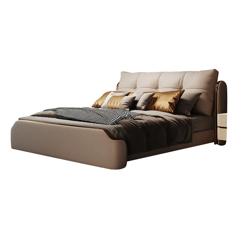 Factory King queen leather bed 1.8 m double bed furniture bedroom set furniture with nice quality