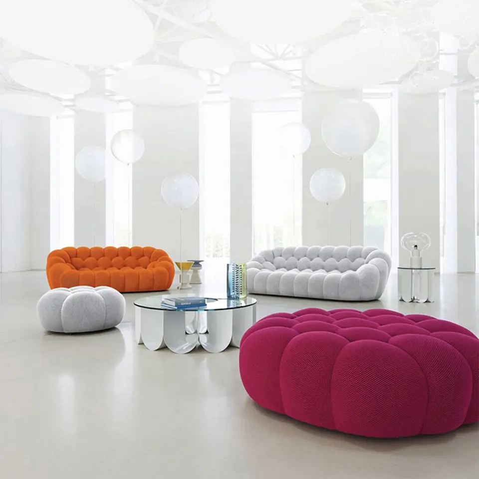 Modern Luxury Curved Honeycomb Colorful Bubble Couch Living Room Sofa Designer Set For Living Room