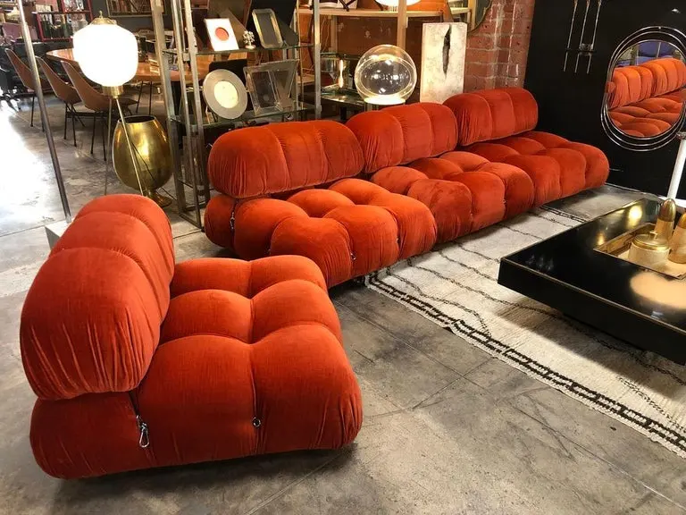 Italy Sofa Set Furniture Living Room Leather Velvet Pink White Boxy Sofa Mario Bellini Camaleond Sofa For Living Room