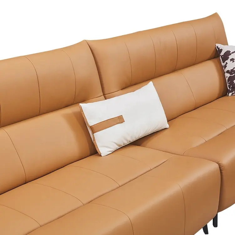 Modern Minimalist Sofa Leather And Fabric Combine Villa Furniture Living Room Chesterfield Corner Sofa Set