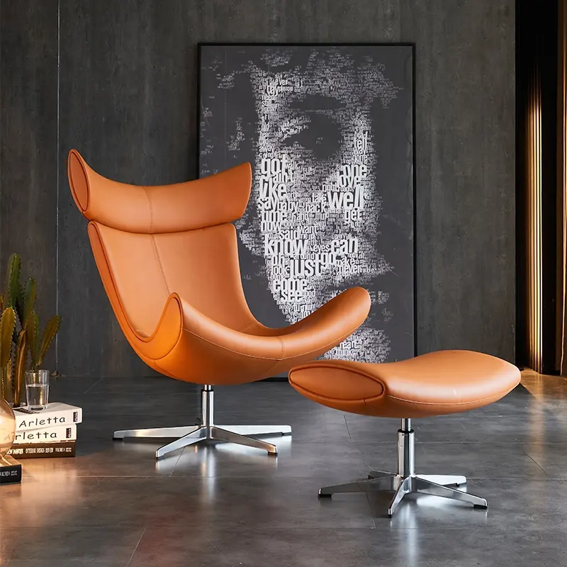 Modern rotating comfortable leisure chair with stool footrest LS-02