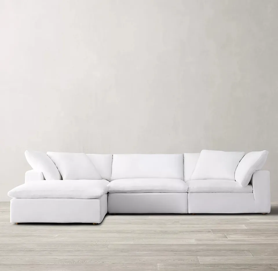 Luxury modular custom sectional home furniture soft interior linen leather velvet fabric living room sofas