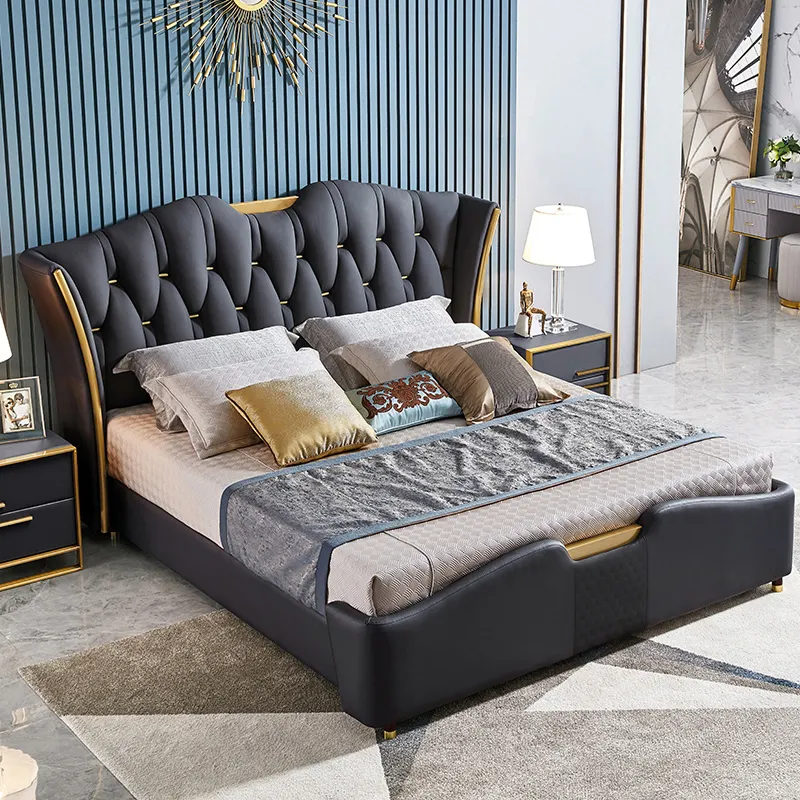 Luxury Dormitory Hotel Room king size bedroom furniture queen fabric beds frame modern double bed
